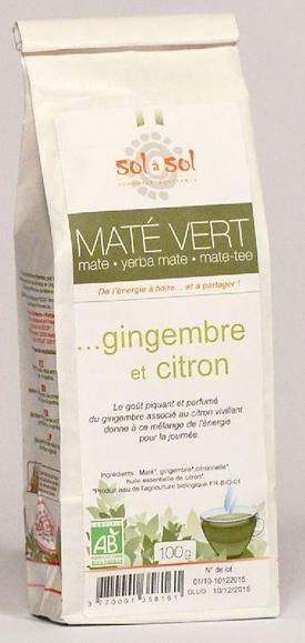 Maté vert gingembre citron 100g Maté vert gingembre citron 100g